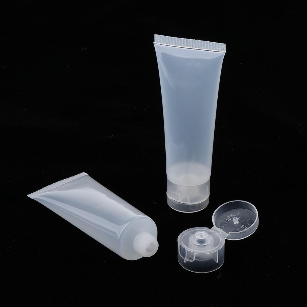 80x Mini 50ml Empty Cosmetic Tubes Flip Cap for Body Lotion Shampoo Makeup