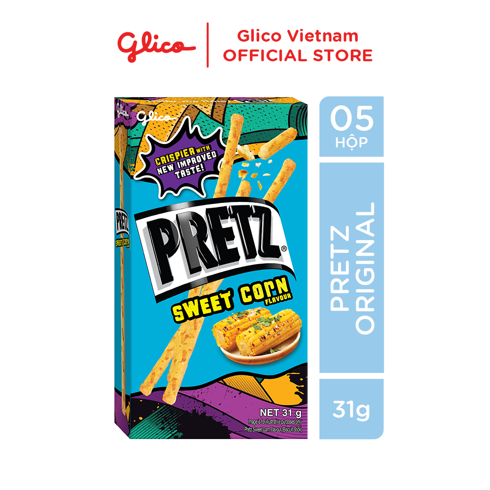 Bánh que nướng giòn vị bắp GLICO Pretz Sweet Corn Flavour (Combo 5 hộp)