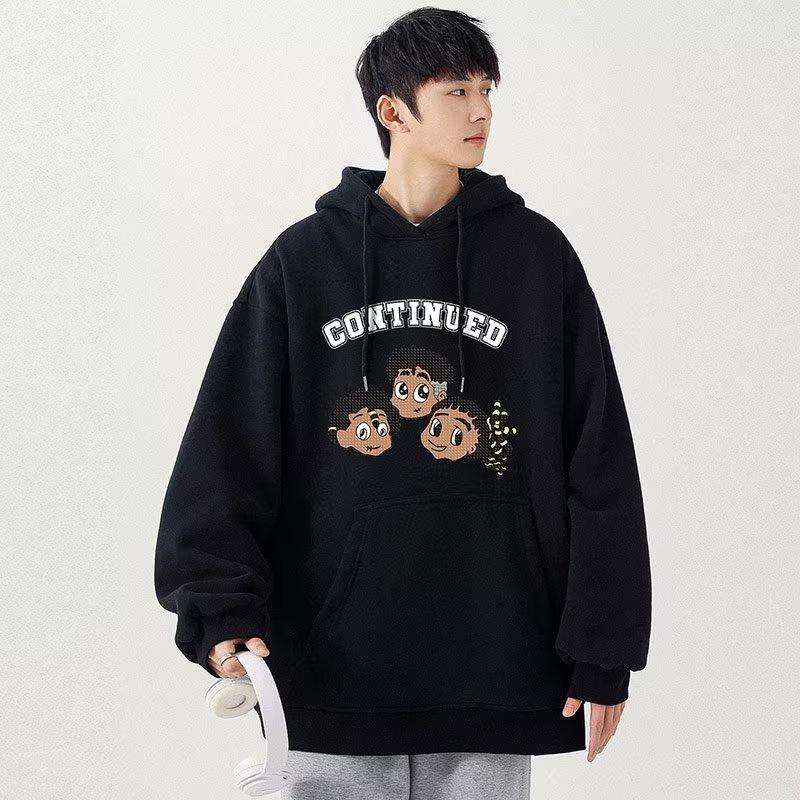 Áo Hoodie Tay Dài Dáng Rộng In Họa Tiết Hoạt Hình Vui Nhộn Phong Cách Mỹ Thời Trang Cho Nam Và Nữ M-3XL