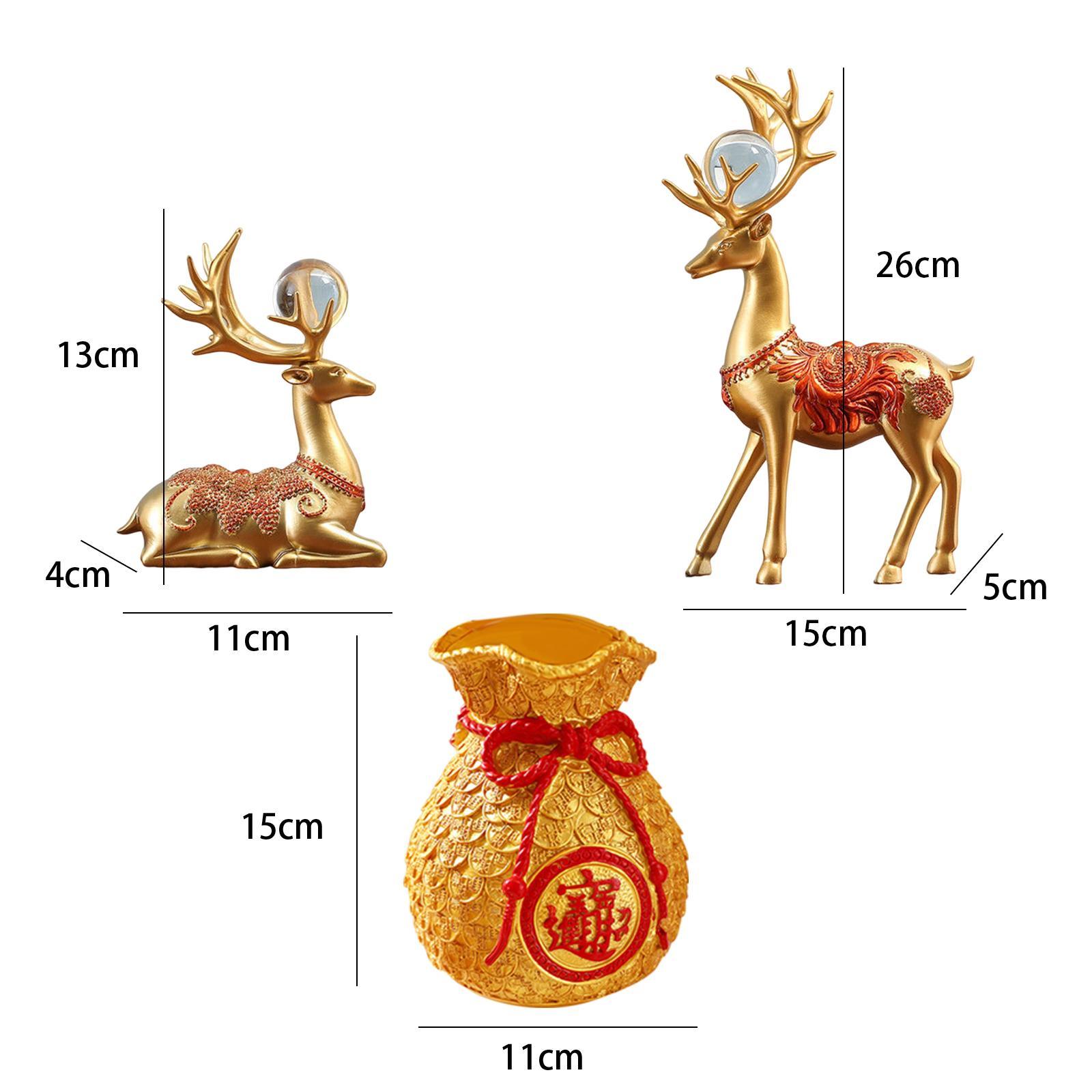 Reindeer Figurines Resin Table Cabinet Bag Statue Vase for Gift Office Party