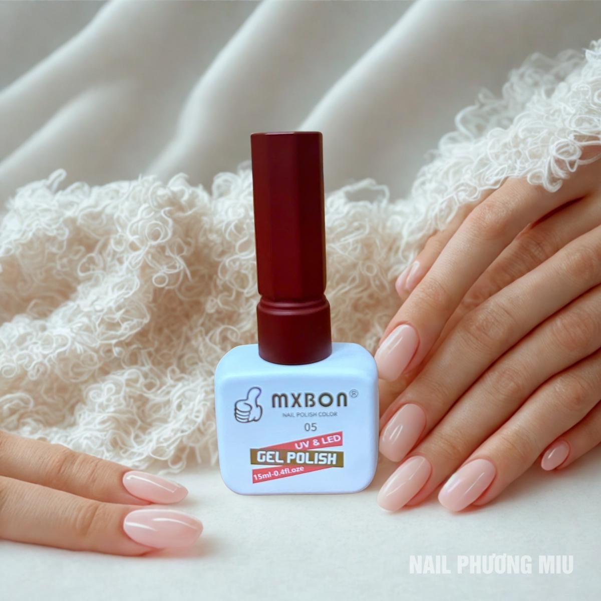 Sơn Gel Lẻ MXBON Số 5 Màu Đỏ Đô Tôn Da Mẫu Chai Mới Làm Nail Siêu Đậm Mướt, Bóng Mượt, Độ Bám Móng Cao, Lên Chuẩn Màu Ngay Từ Lớp Sơn Đầu Tiên