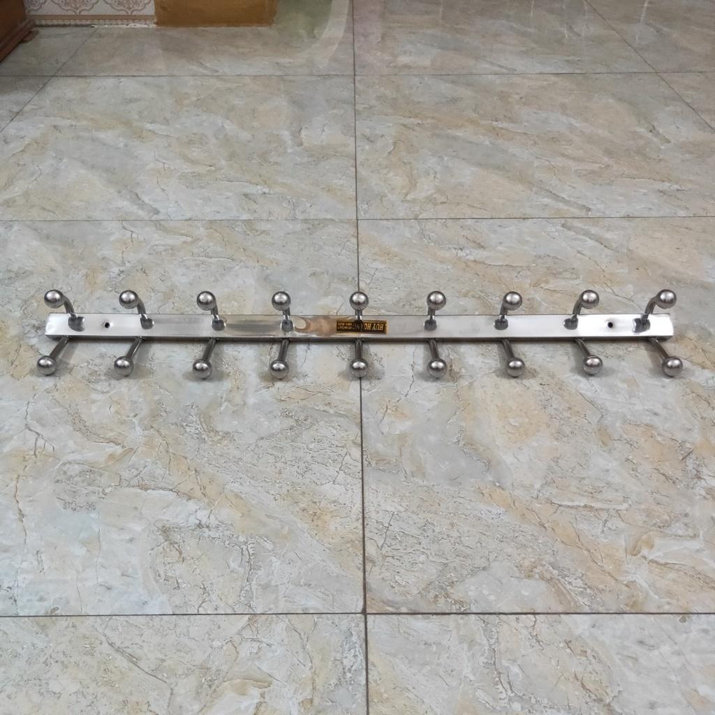 Thanh treo quần áo nhà tắm hoặc phòng ngủ Inox 9 móc dài 67 cm