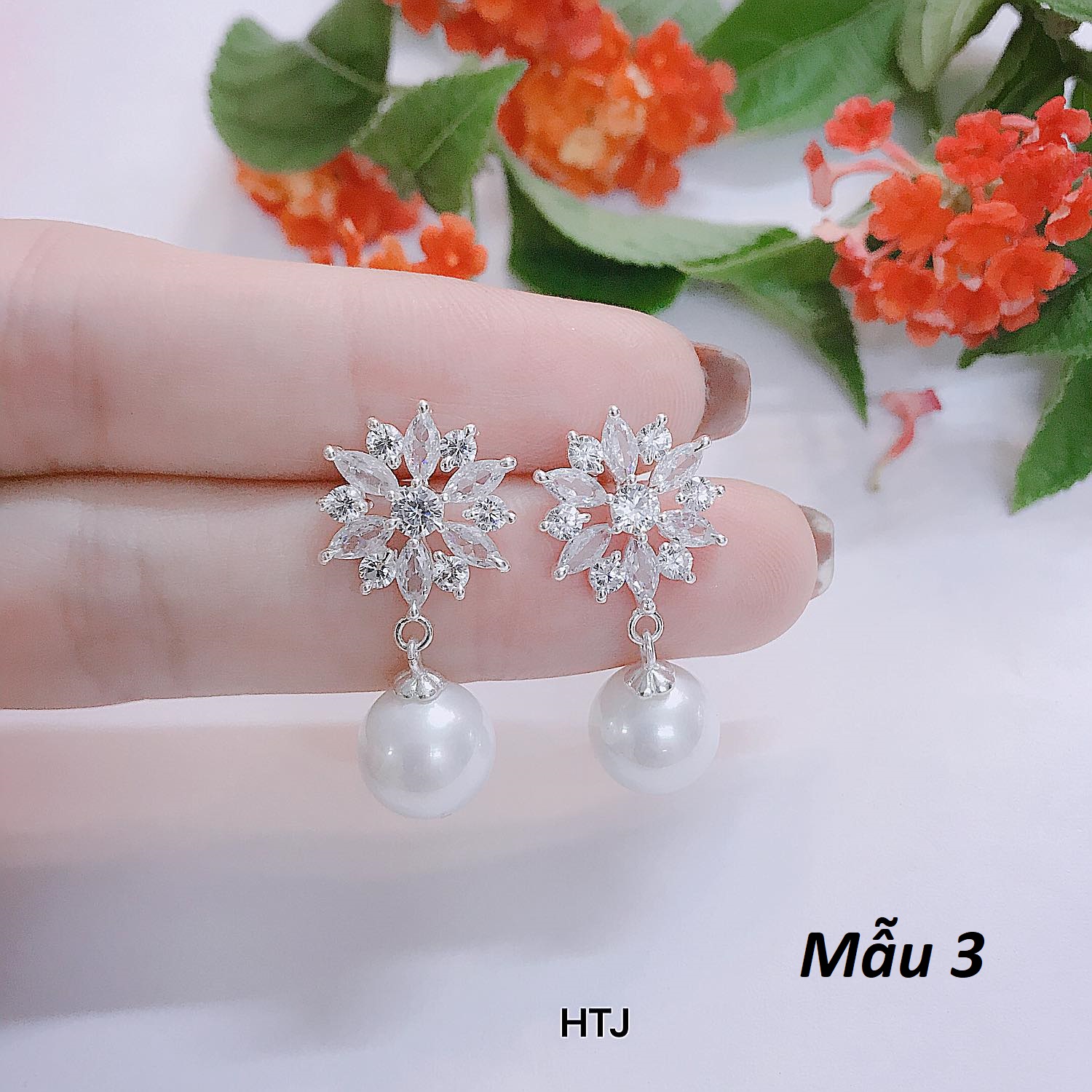 Bông tai treo trai các mẫu chất liệu bạc s925 MS87a