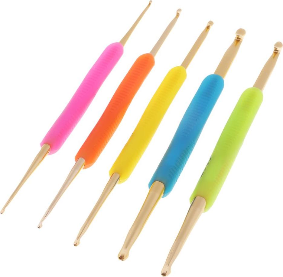 5 Chiếc Tay Cầm Nhựa Nhôm Móc Đan Bộ Kim Chỉ 3mm-5.5mm