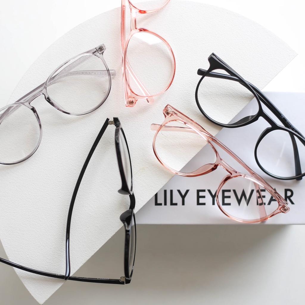 Gọng kính mắt tròn trong suốt Lilyeyewear Nam Nữ nhựa dẻo màu sắc Thời trang C0003