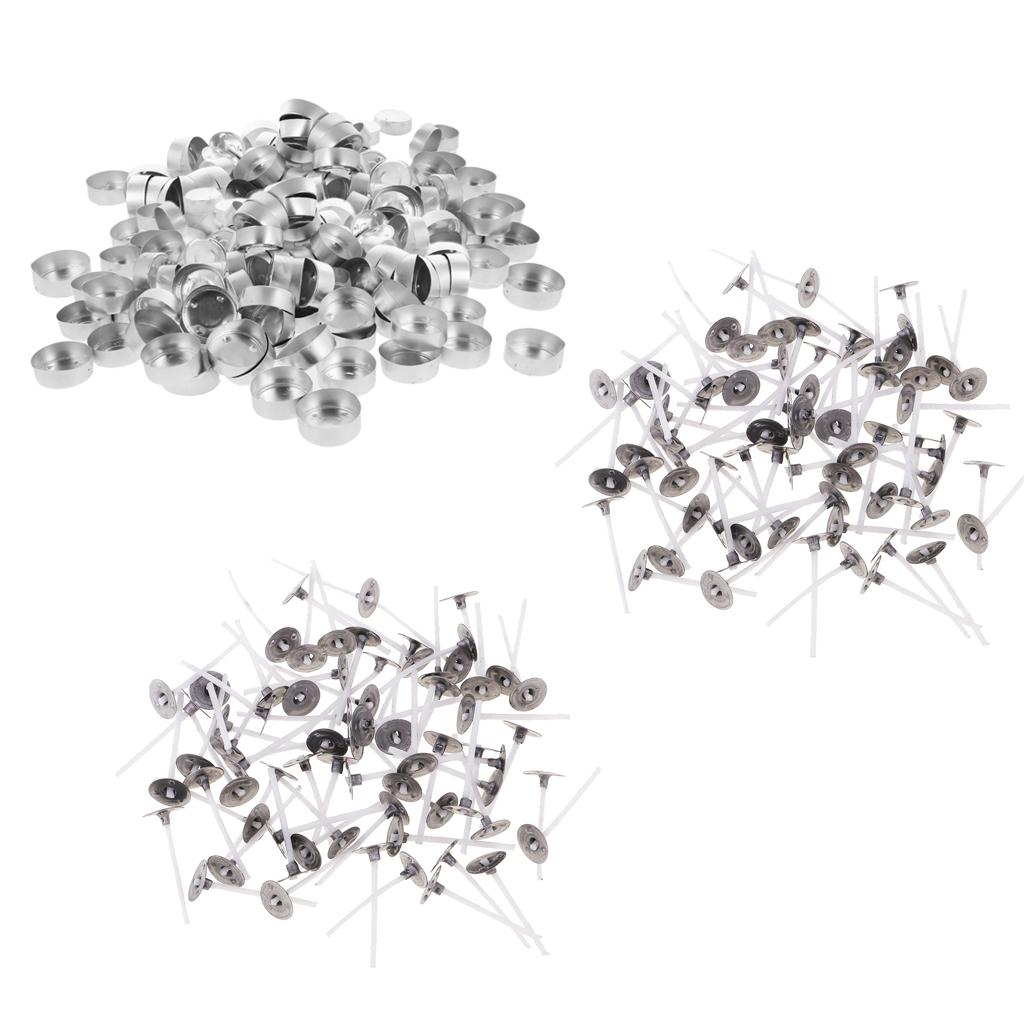 400 Miếng Nhôm Ốp Lưng Đèn Trống Đựng Ly Ốp Lưng Đựng 38X14 Mm & 25 Mm cotton Nến Bấc Cho Nến Tealight Làm Đồ Th