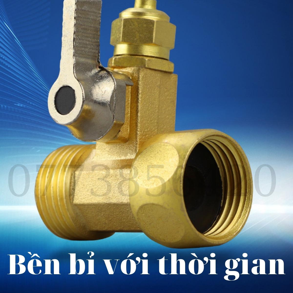 Khóa chia nước bằng đồng dùng cho máy lọc nước ro, hydrogen, ren trong ngoài 21, không bị rỉ sét, an toàn cho sức khỏe người dùng