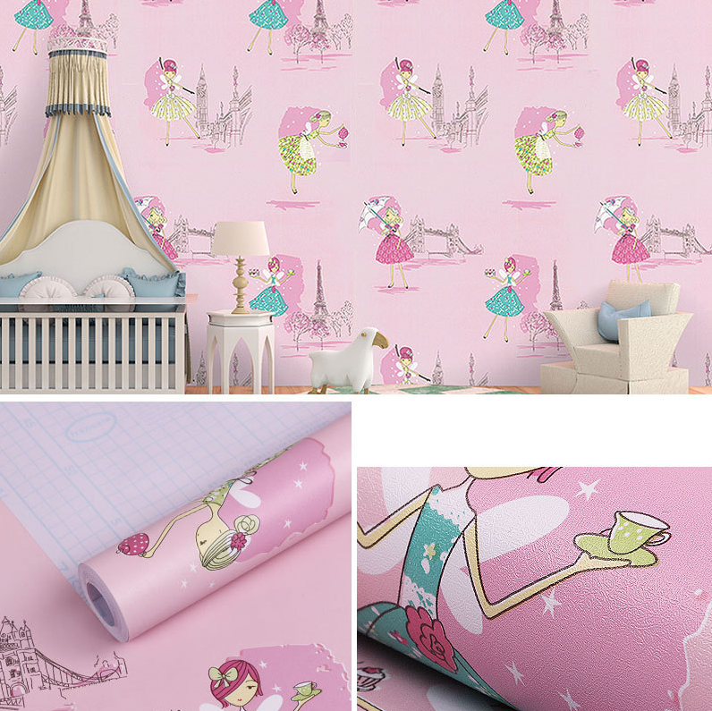 Combo 10 mét giấy dán tường, decal dán tường trang trí nhà cửa CÔ GÁI HỒNG khổ 45cm