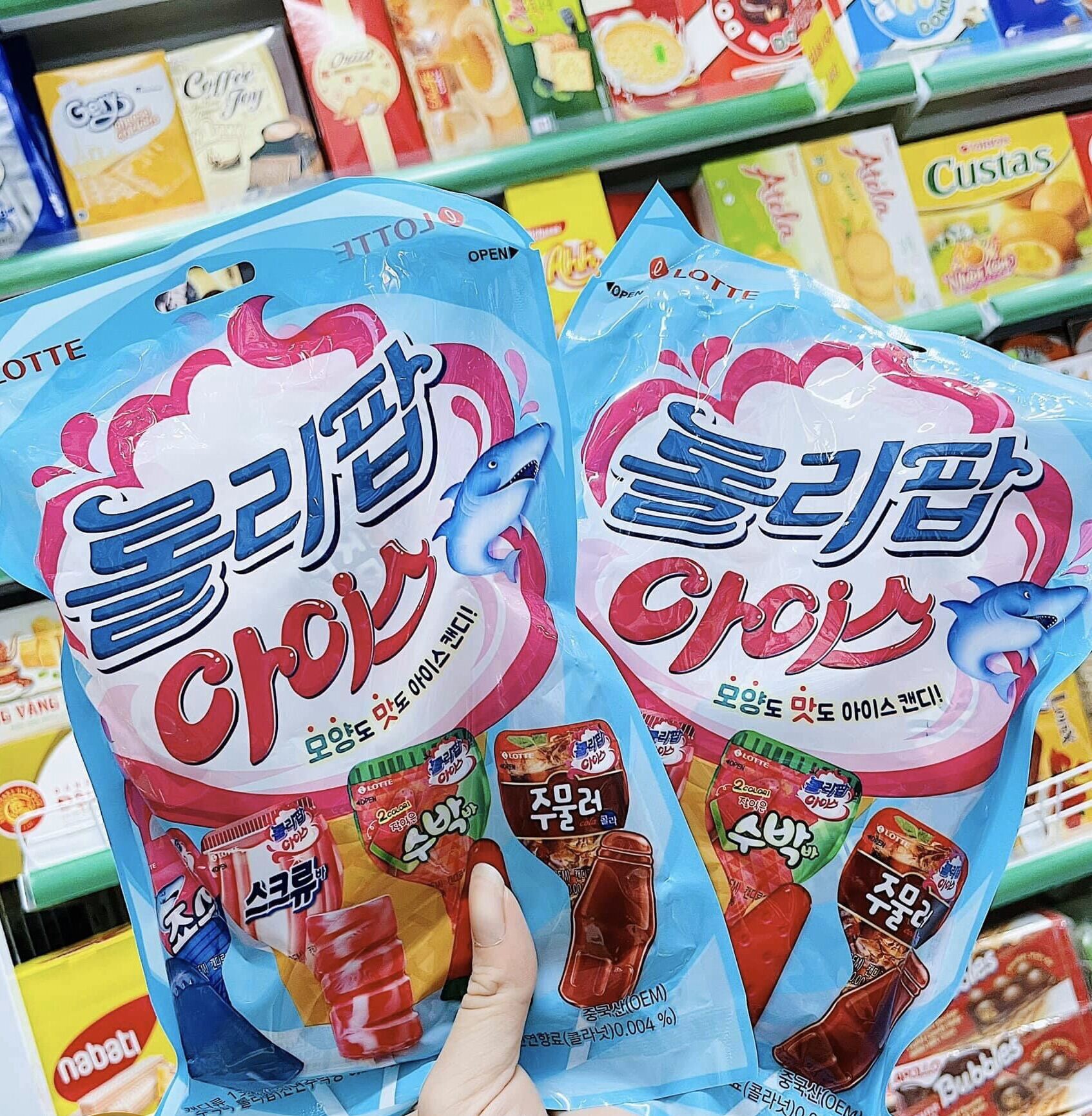 Kẹo mút Lotte Hàn Quốc 4 vị gói 132gr thơm ngon