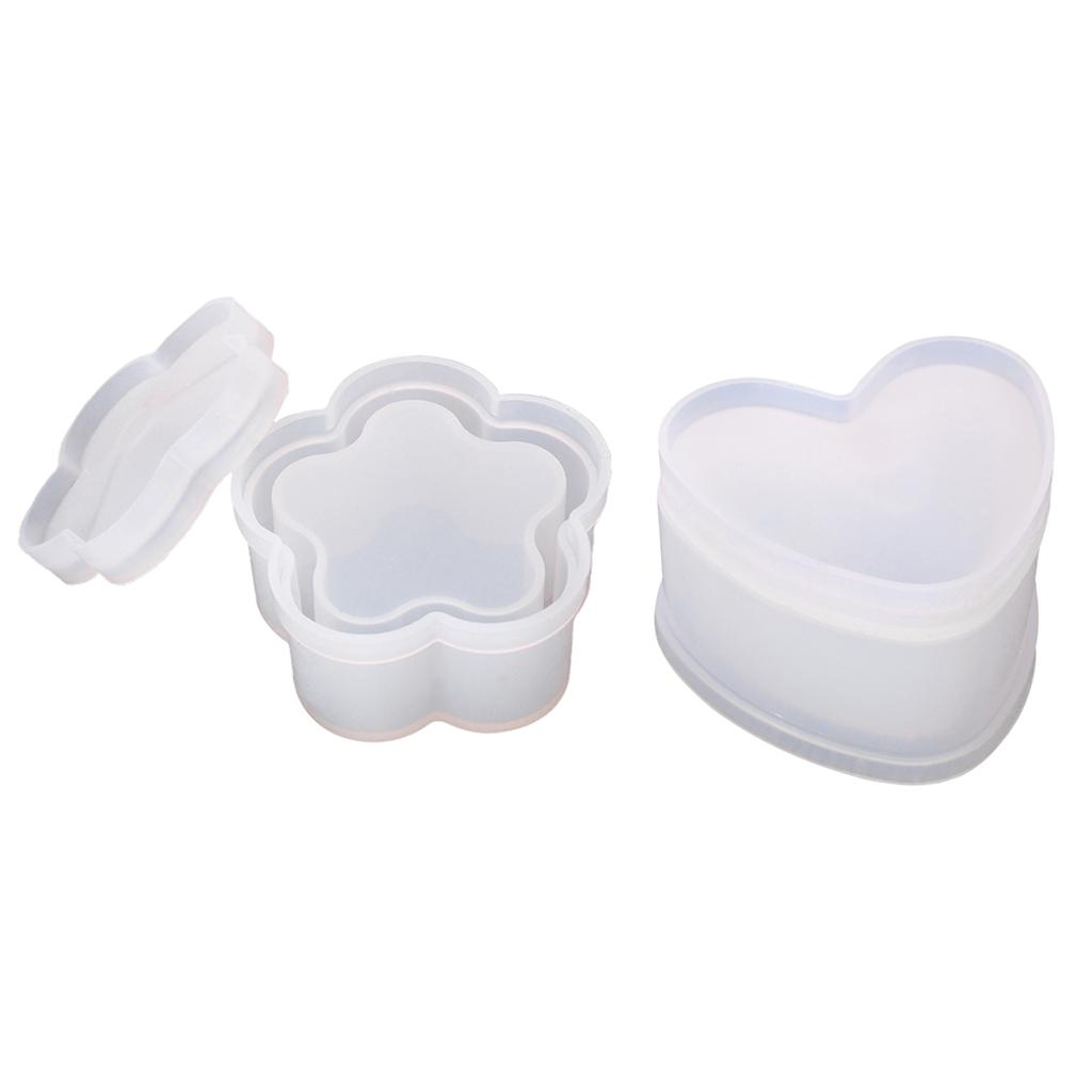 2x Clear Resin Molds Box DIY Square Jewelry Storage Trinket Box Craft Mould
