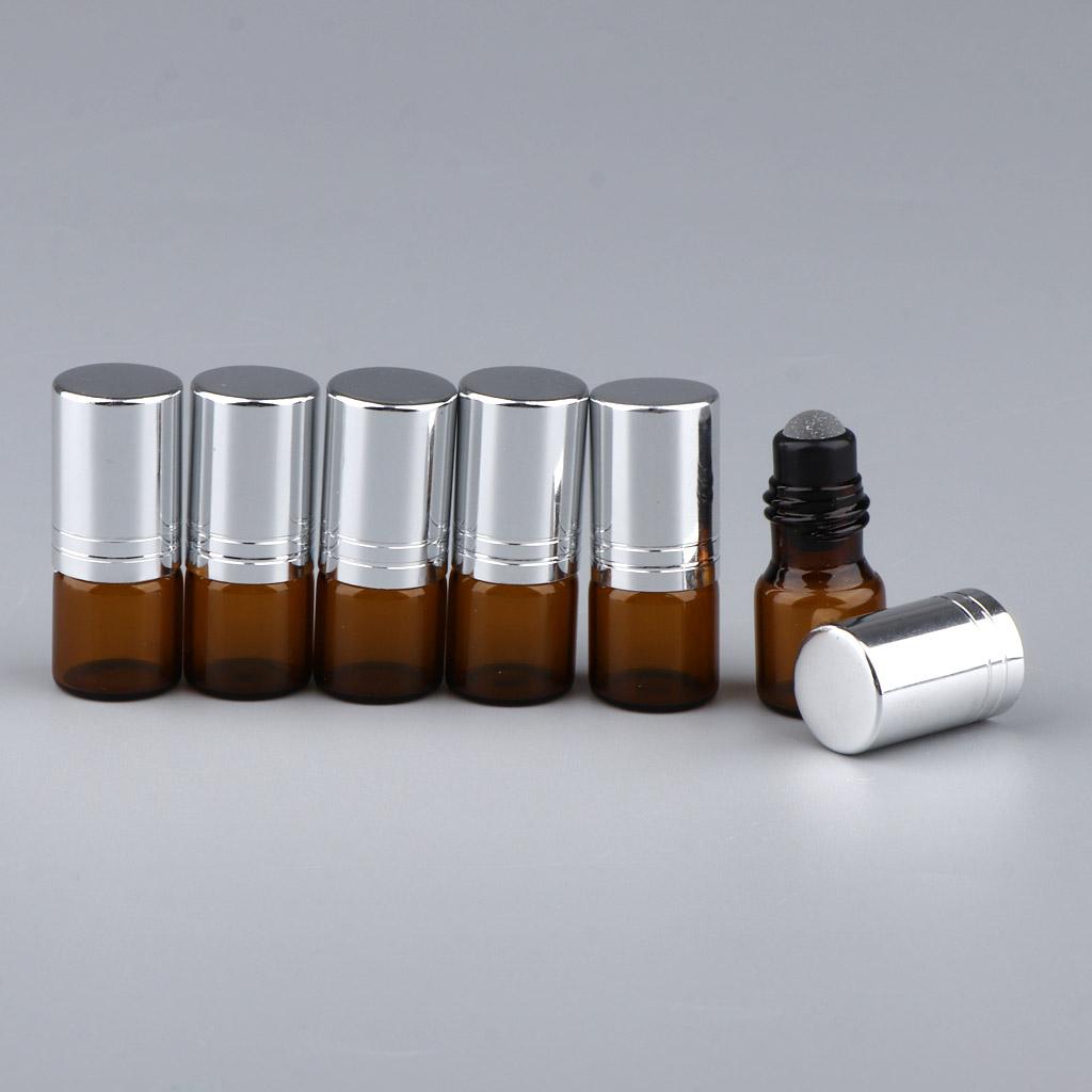 6x 2mL Empty Roller Bottle w/ Glass Ball for Essential Oils