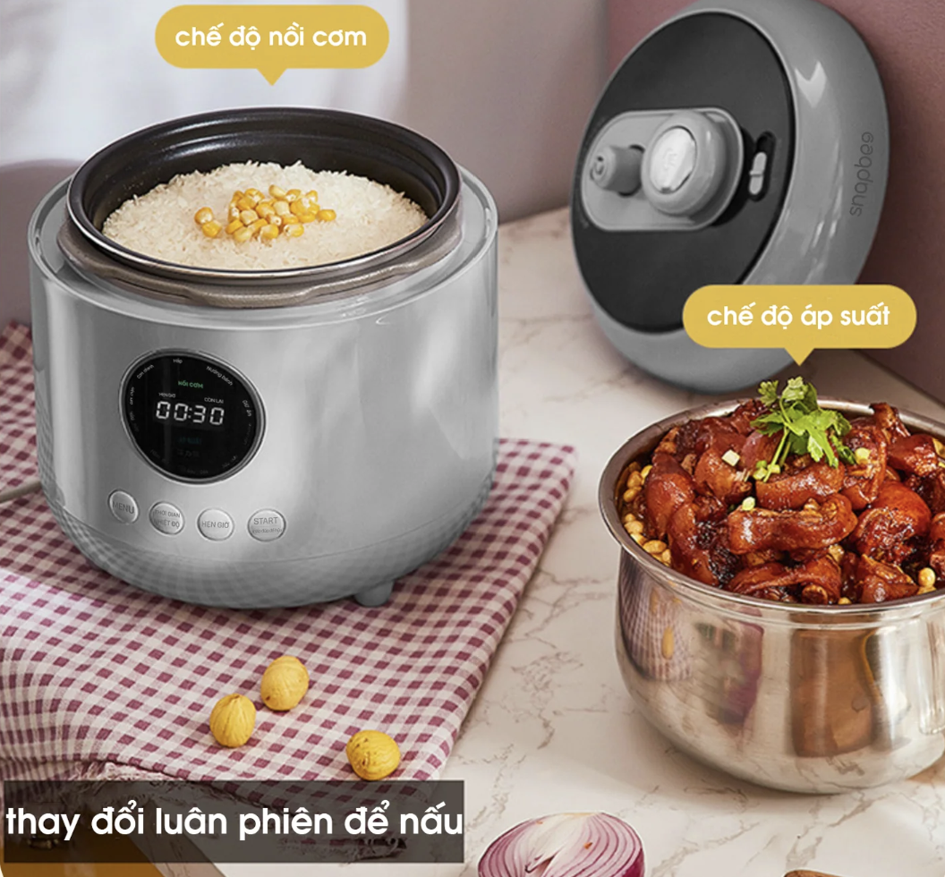 Nồi Áp Suất Điện Thông Minh SNAPBEE QUEEN S45 Thương Hiệu Mỹ, 16 Chức Năng Tích Hợp Dung Tích 4.5 Lít, Công Suất 1000 W - Hàng Chính Hãng