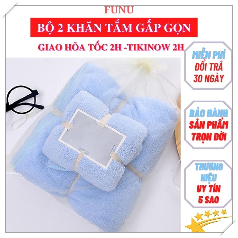 Combo 02 Khăn tắm, khăn mặt FUNU, mềm mịn, siêu thấm, kháng khuẩn - Hàng chính hãng, hàng nhiều mẫu design, giao mẫu ngẫu nhiên