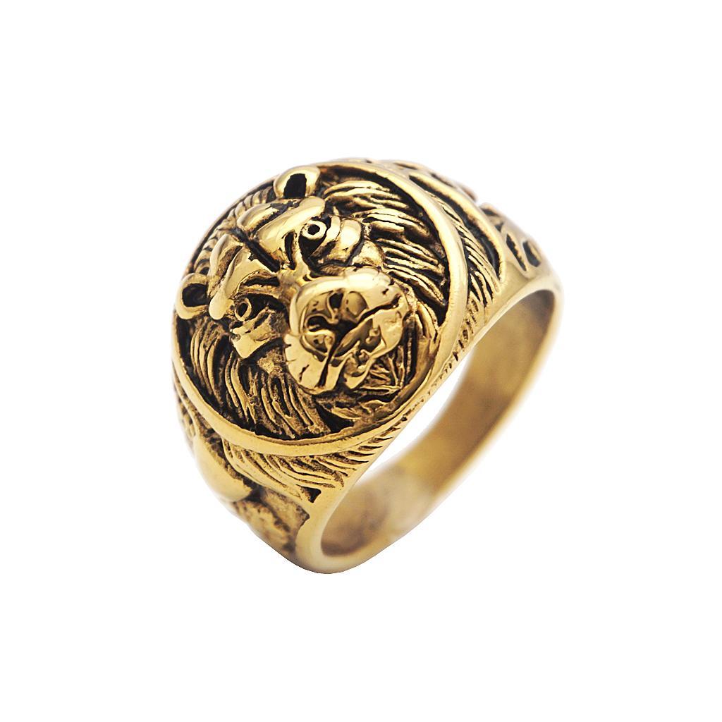 Lion  Stainless  Head Rings Punk Gothic