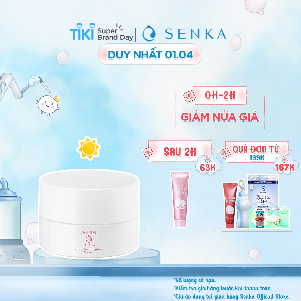 Kem Dưỡng Trắng Sáng &amp; Giảm Thâm Nám Ban Ngày Senka White Beauty UV Cream 50g SPF 25 PA ++