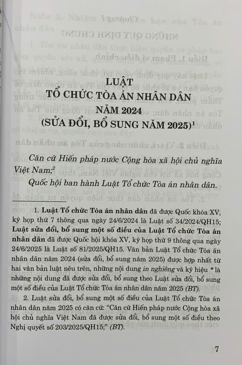 Luật tổ chức tòa án nhân dân năm 2024 (sửa đổi, bổ sung năm 2025)