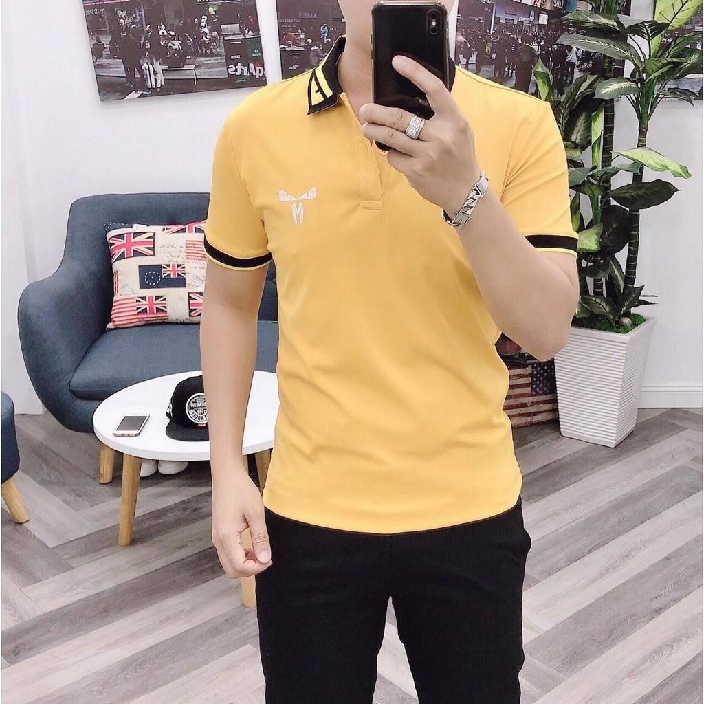 Áo Thun Nam Cổ Polo Phối Họa Tiết Lạ Mắt