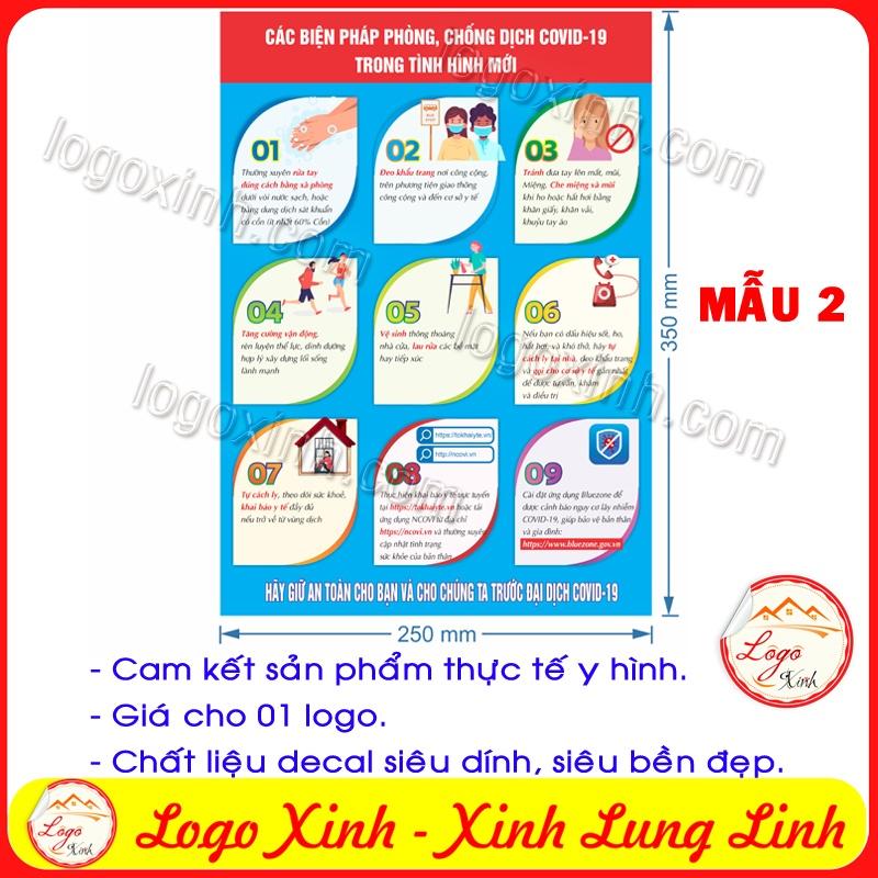 Thông điệp 9K -Logo Poster Sticker - áp phích chống dịch covid cho nhà riêng, cửa hàng, xưởng, nhà máy...