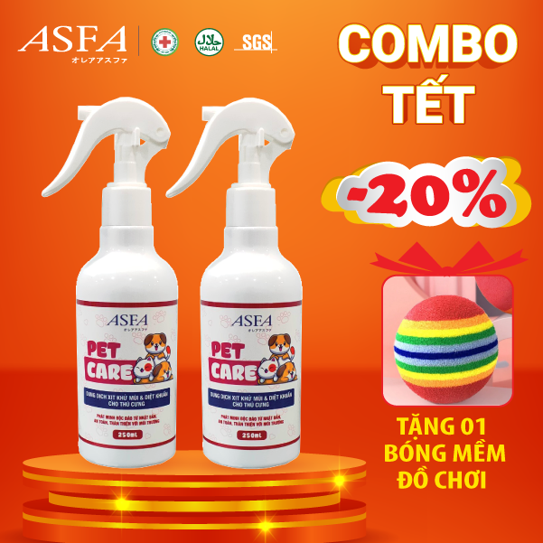 [Combo 2 Chai] Xịt Khử Mùi, Diệt Khuẩn An Toàn Cho Thú Cưng ASFA Pet Care 250ml