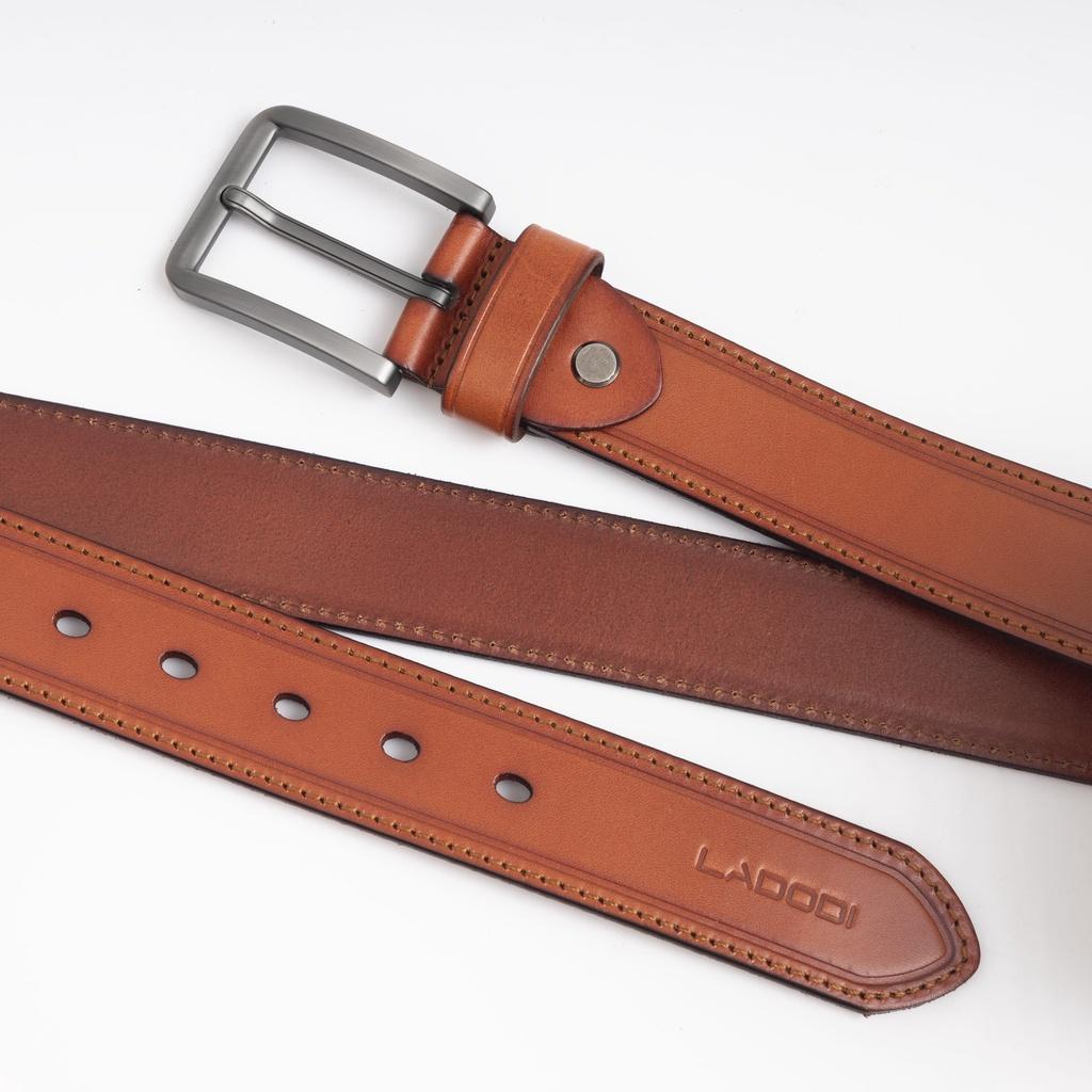 LADODI Thắt Lưng Nam Da Bò Thật Bản To 3.8 Cm Khóa Gài Hợp Kim Sáng Màu Thời Trang Cao Cấp Cho Nam Bảo Hành 2 Năm
