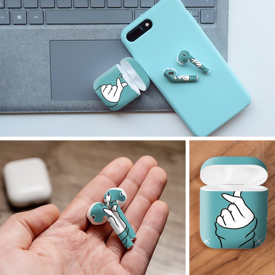 Miếng dán skin chống bẩn cho tai nghe AirPods in hình thiết kế - atk006 (bản không dây 1 và 2