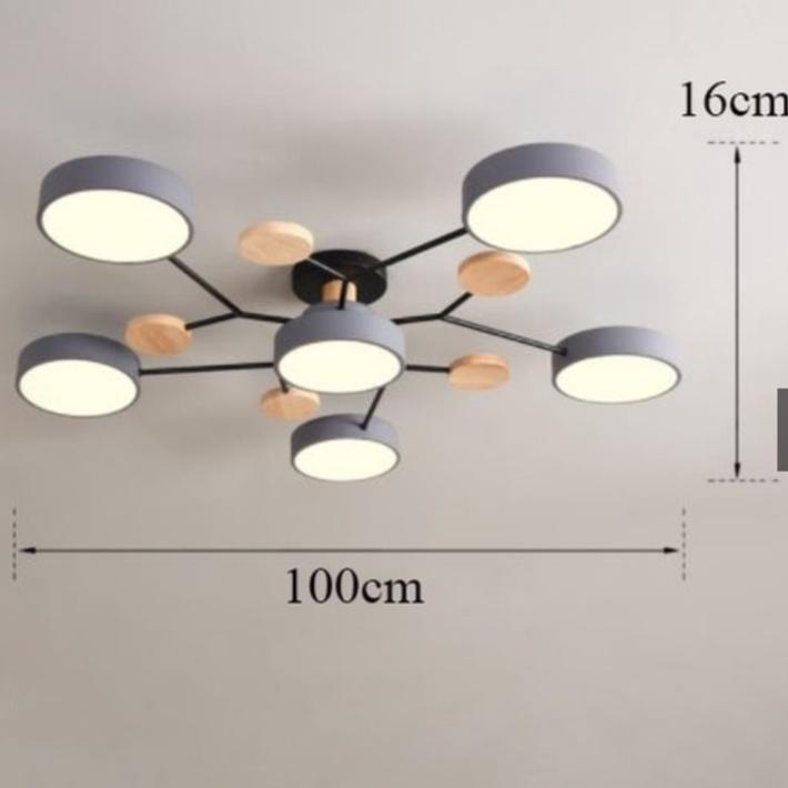 Đèn trần hiện đại MACARON 6 tay với 3 chế độ màu ánh sáng hiện đại