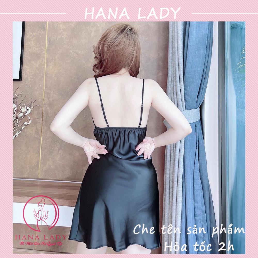 Váy ngủ lụa cao cấp - đầm ngủ 2 dây xoắn eo kèm quần VN499