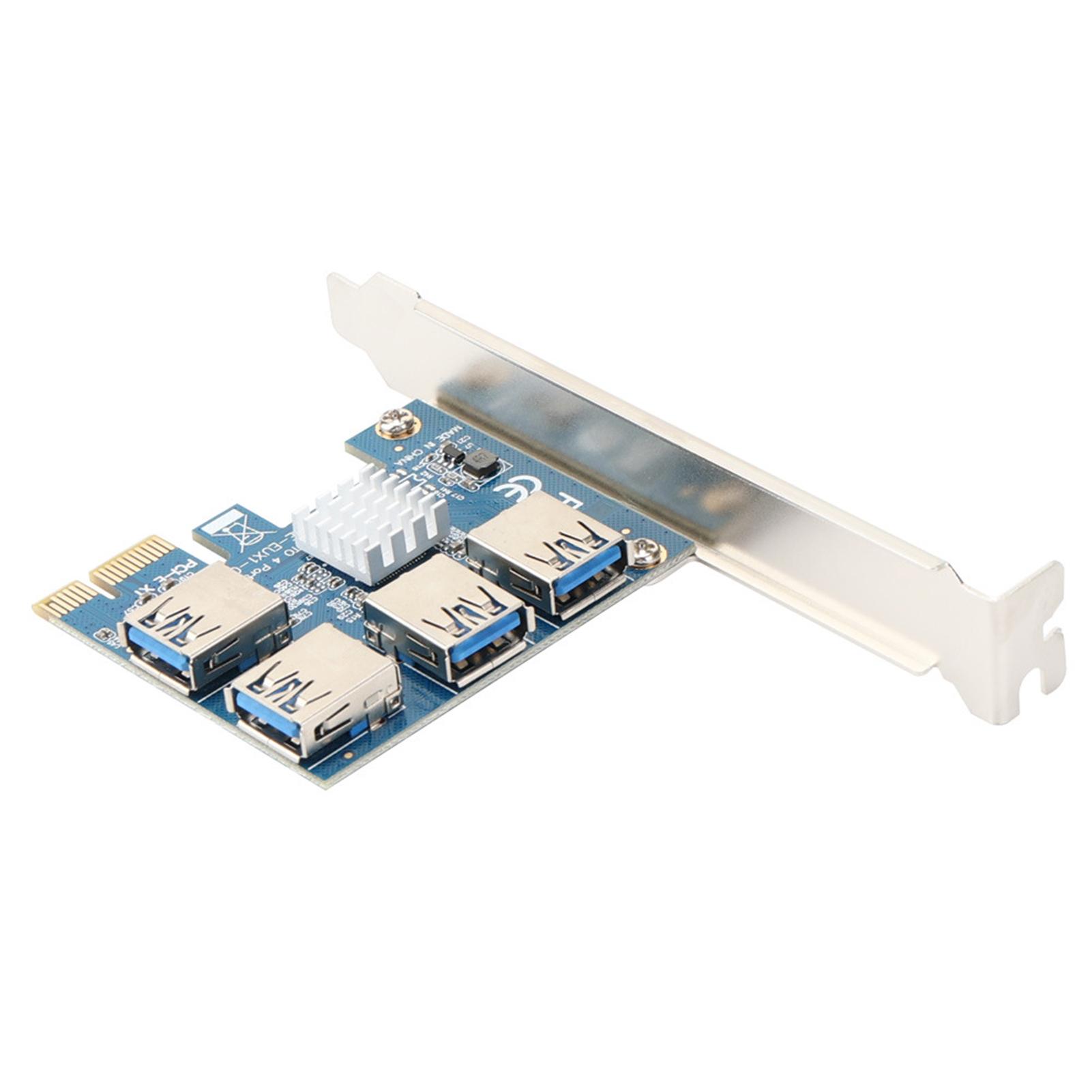 1 to 4 PCIE Splitter External USB 3.0 Adapter Port Converter PCI Expansion Card