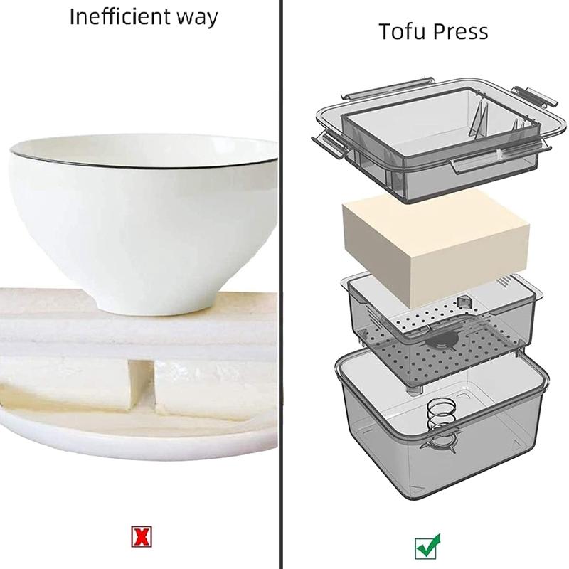 DIY Nhựa Đậu Phụ Khuôn Ép Tự Chế Đậu Phụ Khuôn Đậu Nành Sữa Đông Đậu Phụ Làm Khuôn Với Pho Mát Vải Nấu Ăn Nhà Bếp, Xám