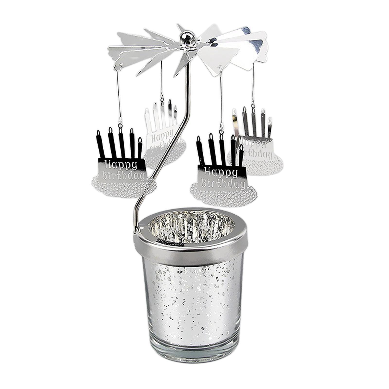 2Pcs Rotating Tea Light Holder Rotating Candlestick