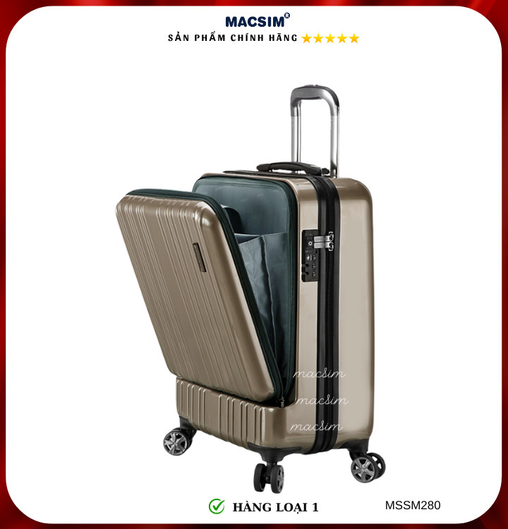 Vali cao cấp Macsim Smooire MSSM280 cỡ 20 inch màu gold hàng loại 1