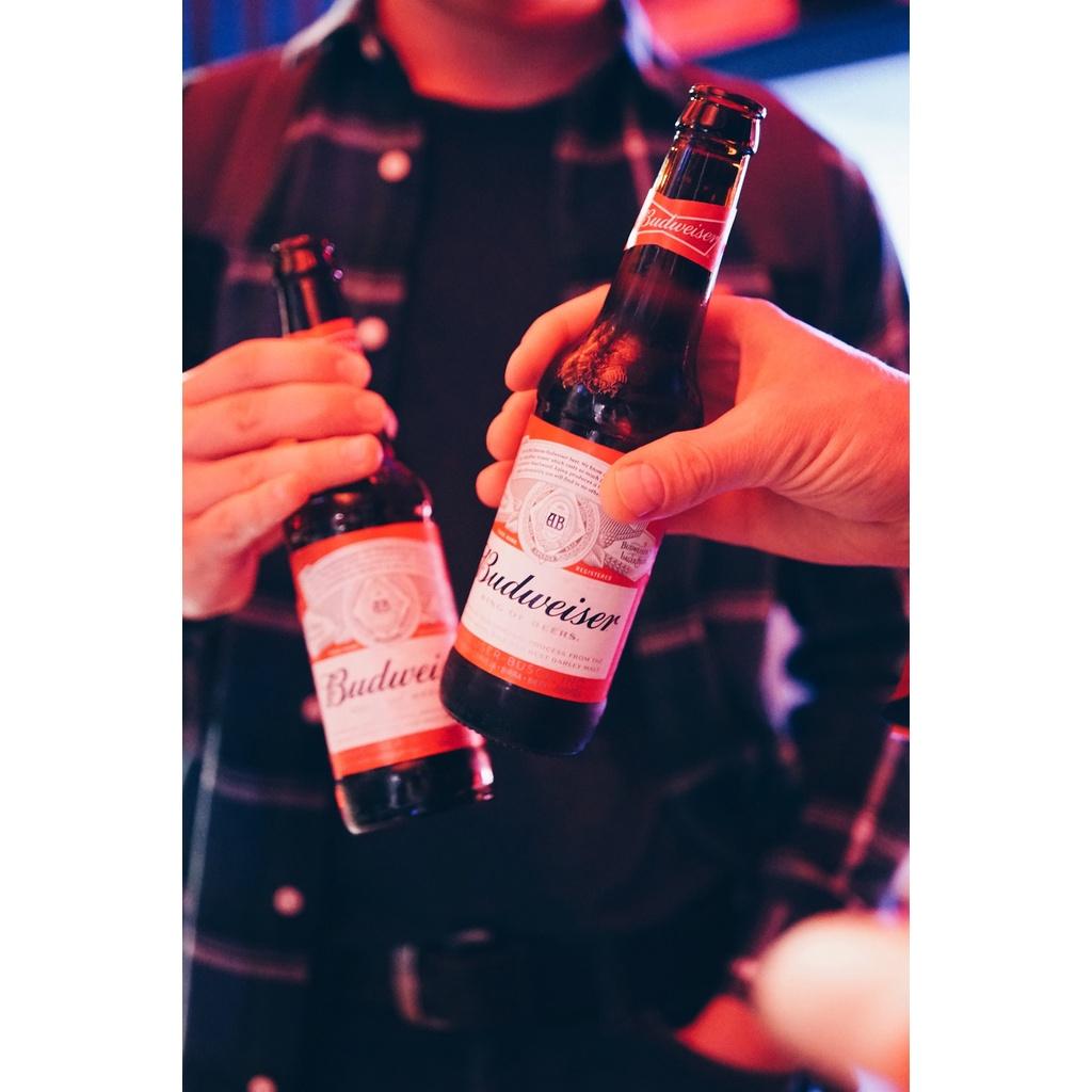 Chai bia thủy tinh BUDWEISER 330 ml lẻ dùng thử