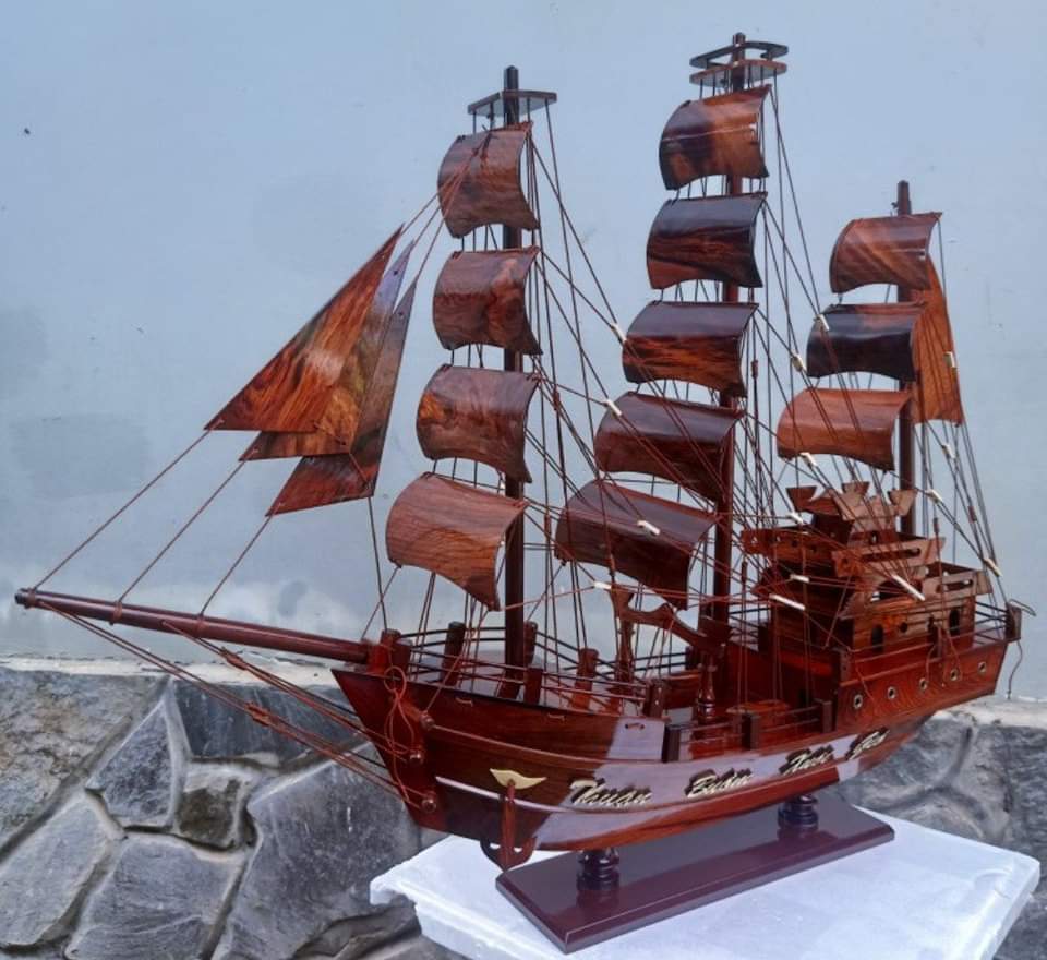 Thuyên Buồm Thái Lan Dài 80-100 cm Gỗ Cẩm Lai-Thuyền Trang Trí,Quà Tặng