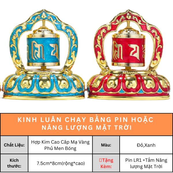 Kinh Luân Xoay Bằng Pin hoặc Năng lượng mặt trời chữ Phạn(để bàn làm việc,xe hơi,bàn thờ...tiện ích)