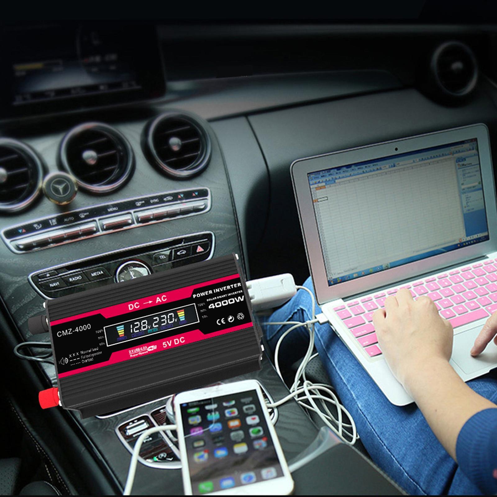 Power Inverter with 4.2A Dual USB and Lighter Charger for Outdoor Black 220V