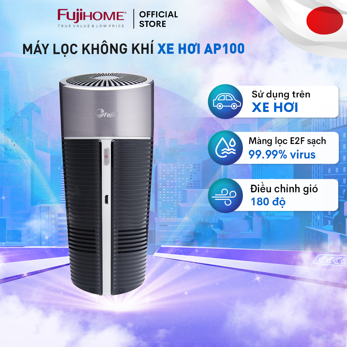 Máy lọc không khí thông minh dùng trên xe hơi FujiE AP100