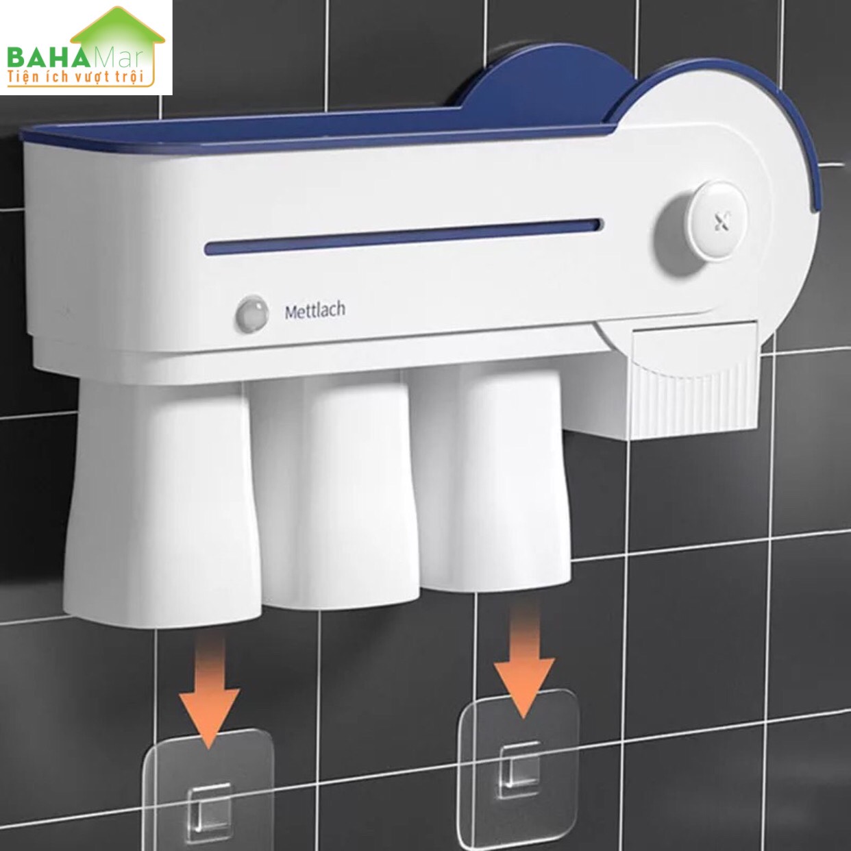 BỘ KỆ THÔNG MINH KHỬ TRÙNG BÀN CHẢI ĐÁNH RĂNG + GIÁ NẶN NHẢ KEM ĐÁNH RĂNG TỰ ĐỘNG "BAHAMAR" thuận tiện, gọn gàng và tiệt trùng tỷ lệ là 99.99% trong vòng 3 phút