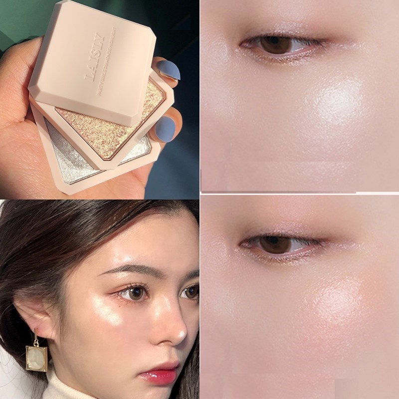 Phấn Bắt Sáng, Má Hồng Kèm Hightlight Laisly Tạo Khối 2 Lớp Kèm Gương