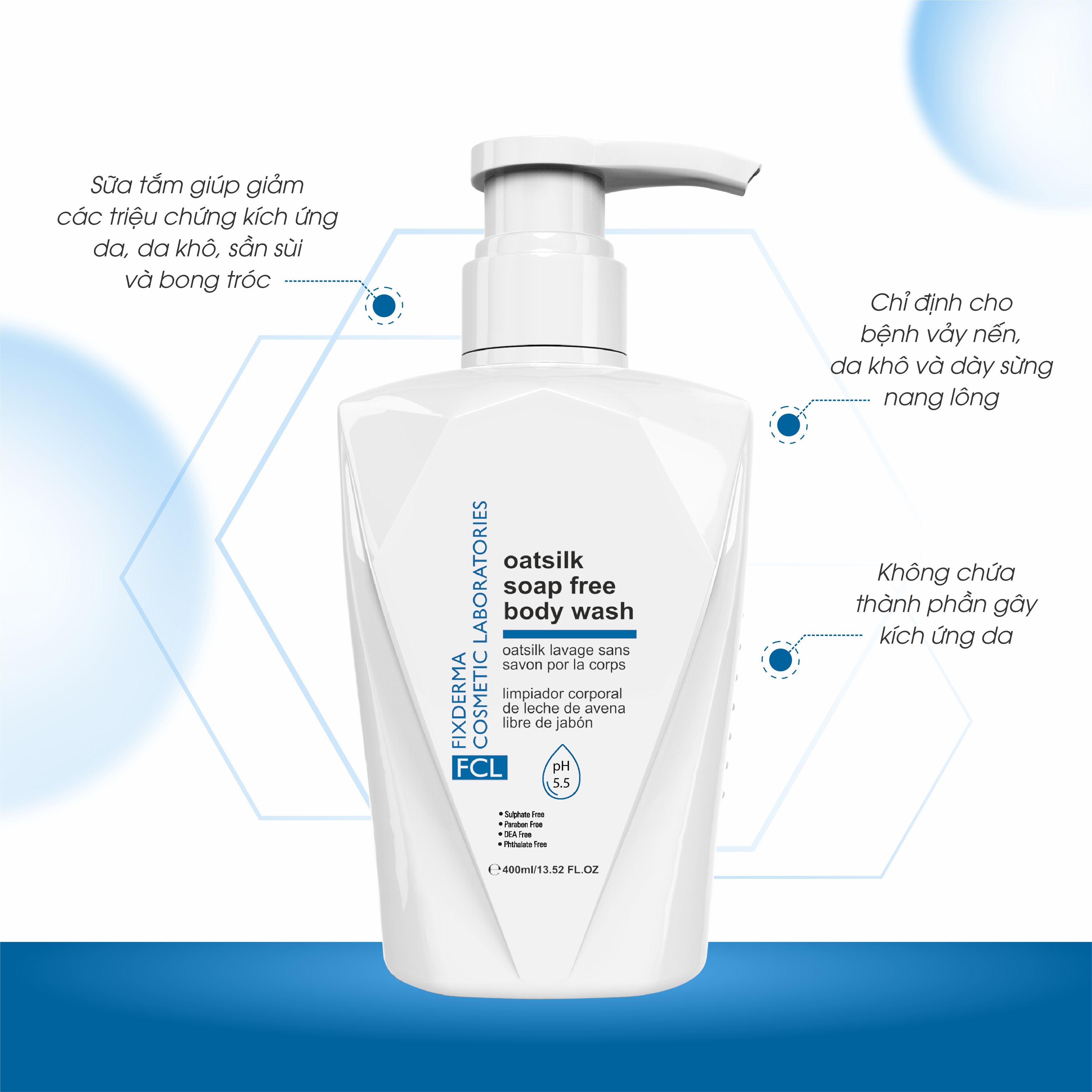 Sữa Tắm Dưỡng Ẩm FCL Oatsilk Soap Free Body Wash Làm Mêm Mịn Cho Da Nhạy Cảm 400ml - Hùng Lợi