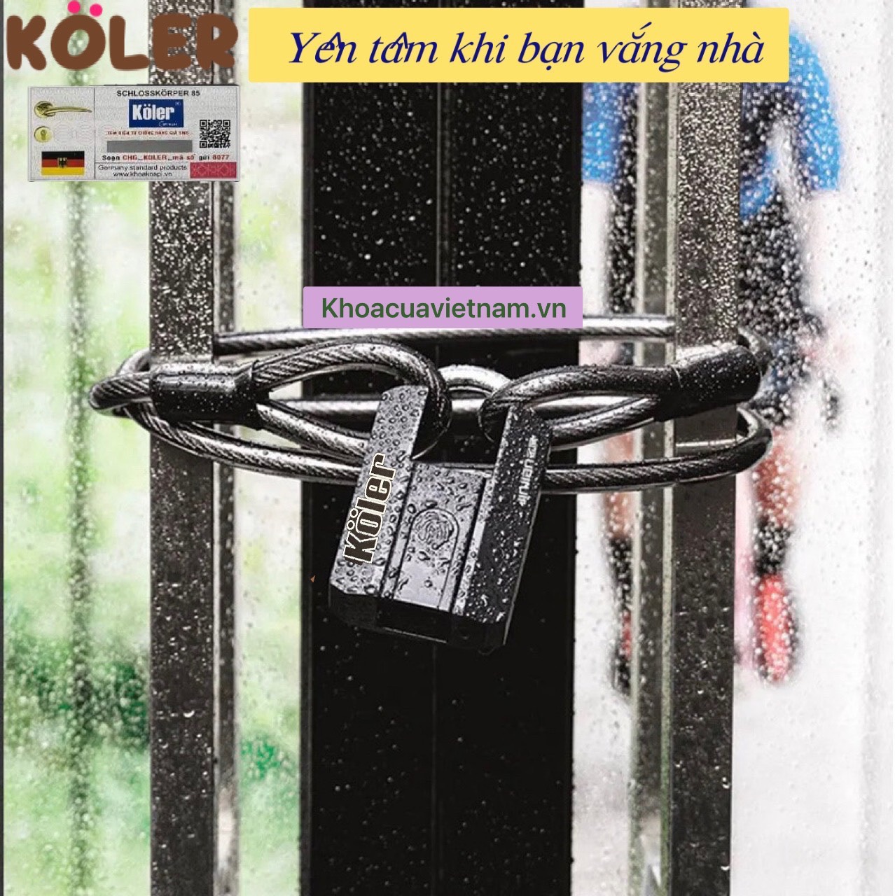 Khóa Móc Vân Tay Chống Cắt KOLER. Mở Bằng APP, Vân Tay Và Chìa Cơ. Tiện Lợi Chống Nước.