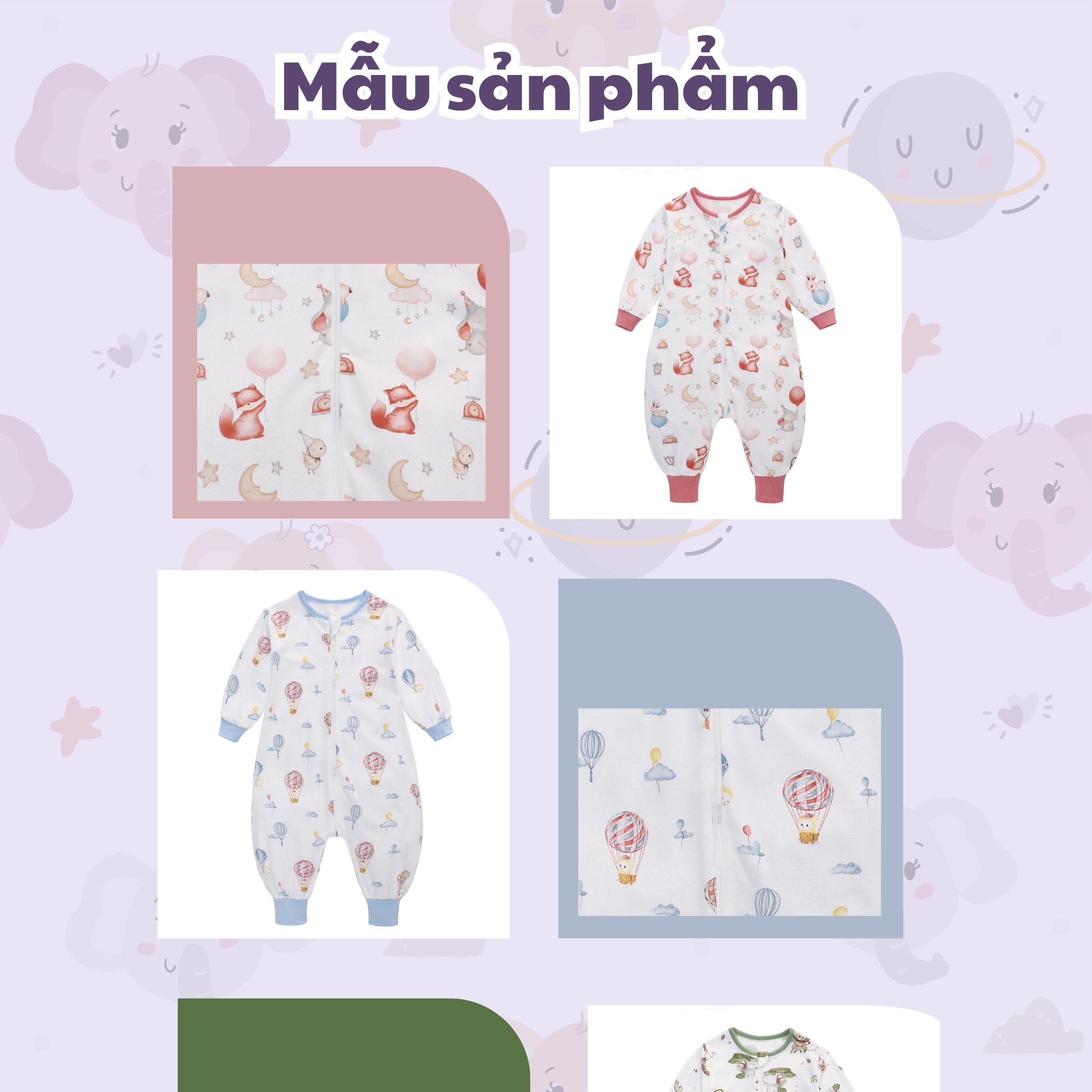 Túi ngủ quần chất liệu Cotton bản cải tiến mới co giãn tốt, thoải mái, hạn chế giật mình cho bé khi ngủ_Miracle Baby