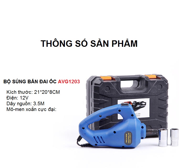 Bộ Máy Bắn Tháo Ốc Lốp Xe Ô Tô Bằng Điện 12V AVG1203 AZONE