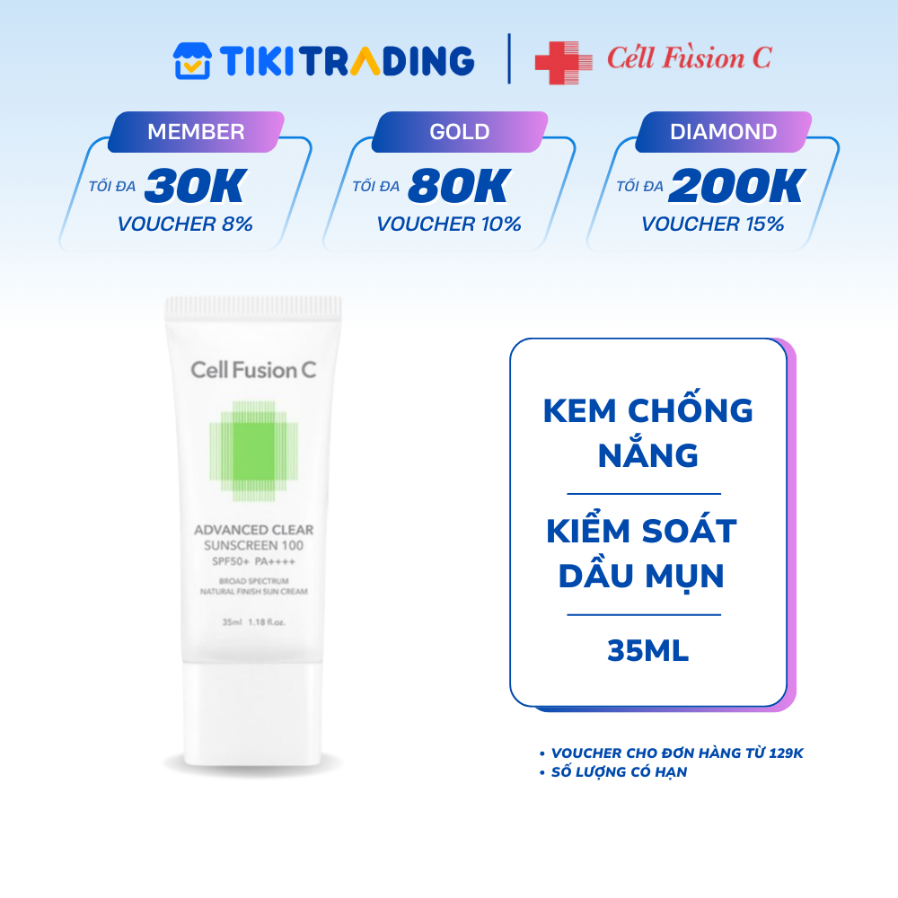 Kem Chống Nắng Phổ Rộng Kiểm Soát Dầu Mụn Cell Fusion C Advanced Clear Sunscreen 100 SPF50+ PA++++ 35ML