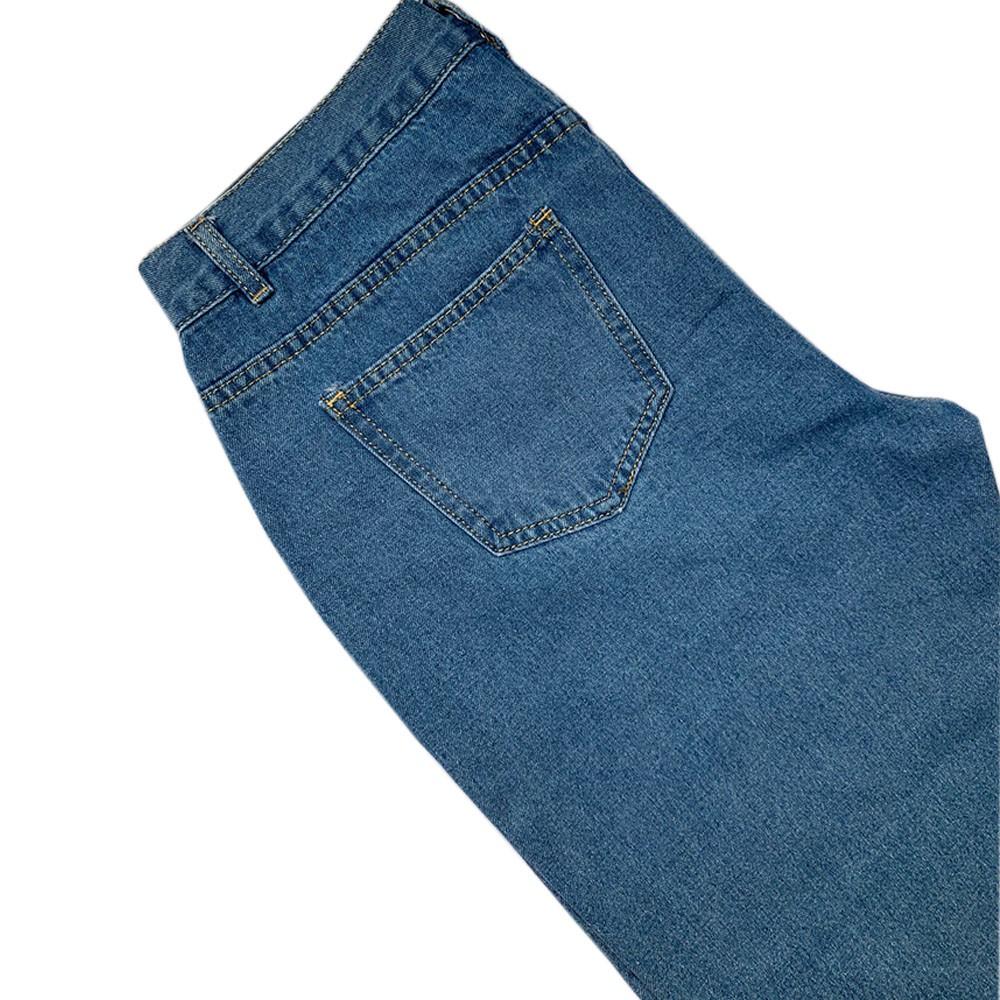 Quần jean baggy quần bò cạp cao chất cotton không co dãn màu xanh rách gối