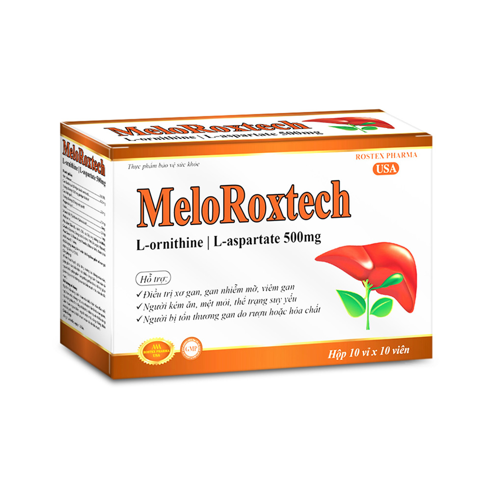 Meloroxtech L-ornithine L-aspartat giảm men gan, xơ gan, gan nhiễm mỡ - 30 viên