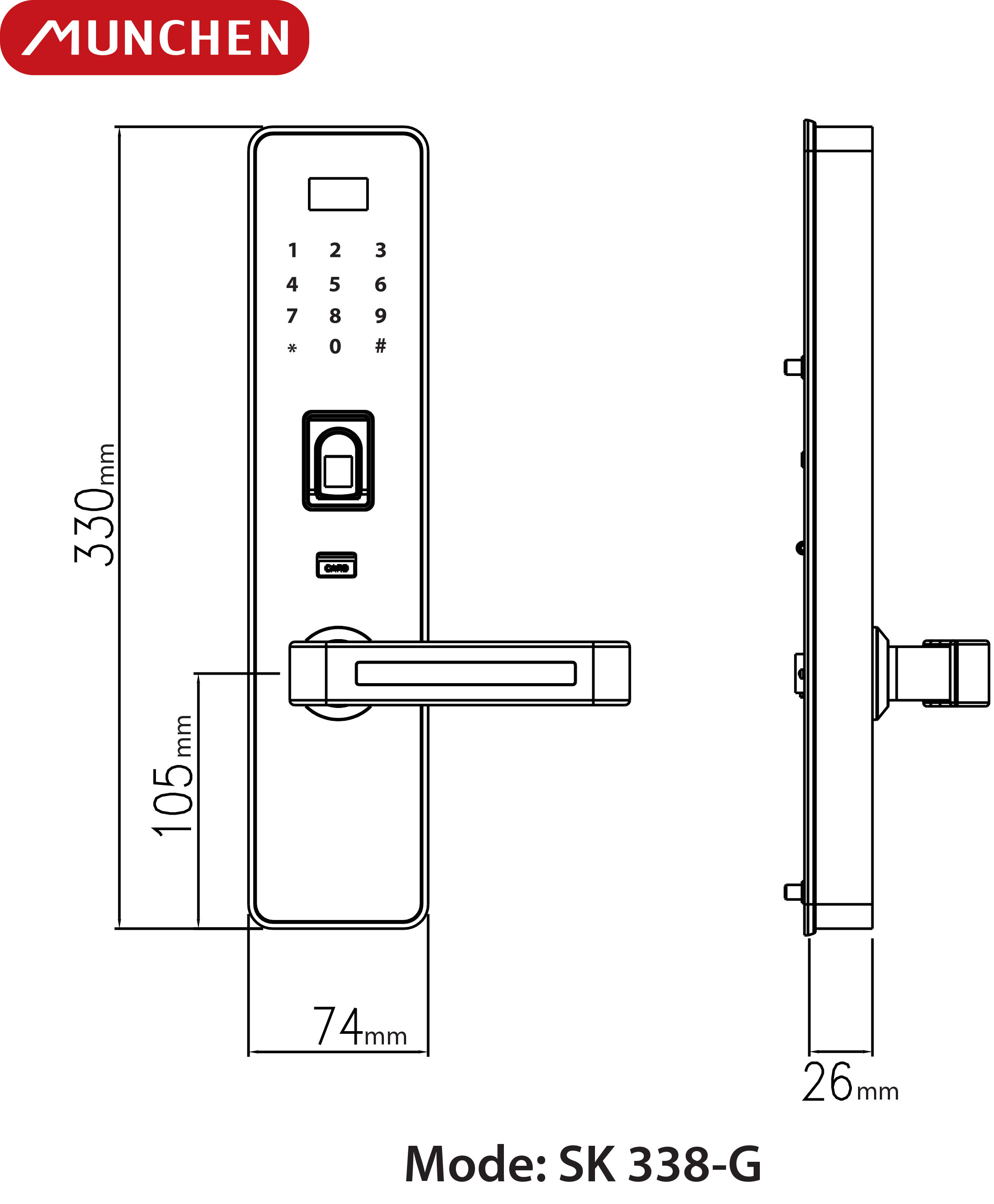 Khóa điện tử Munchen SK 338RB