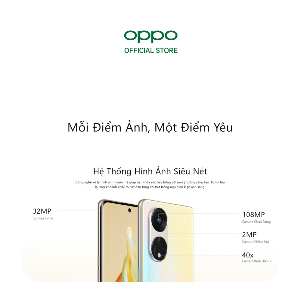 Điện Thoại Oppo Reno 8T 5G (8GB/128GB) - Vàng - Hàng Chính Hãng