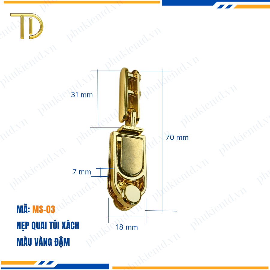 Nẹp túi xách, quai kẹp túi xách, khoen quai túi xách, công nghệ mạ điện độ bền 5 - 8 năm