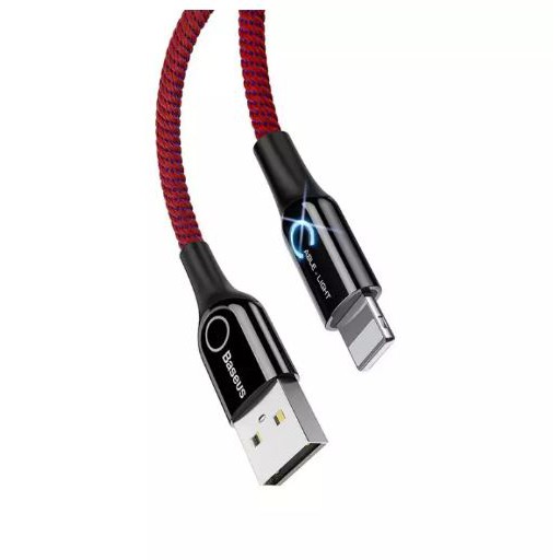Cáp sạc 2.4A Baseus C-shaped tích hợp đèn Led tự ngắt khi pin đầy cho iPhone/iPad dài 100CM - Hàng chính hãng