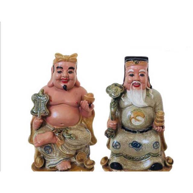 Tượng gốm thần tài-thổ địa men rạn  - Size 18cm,S